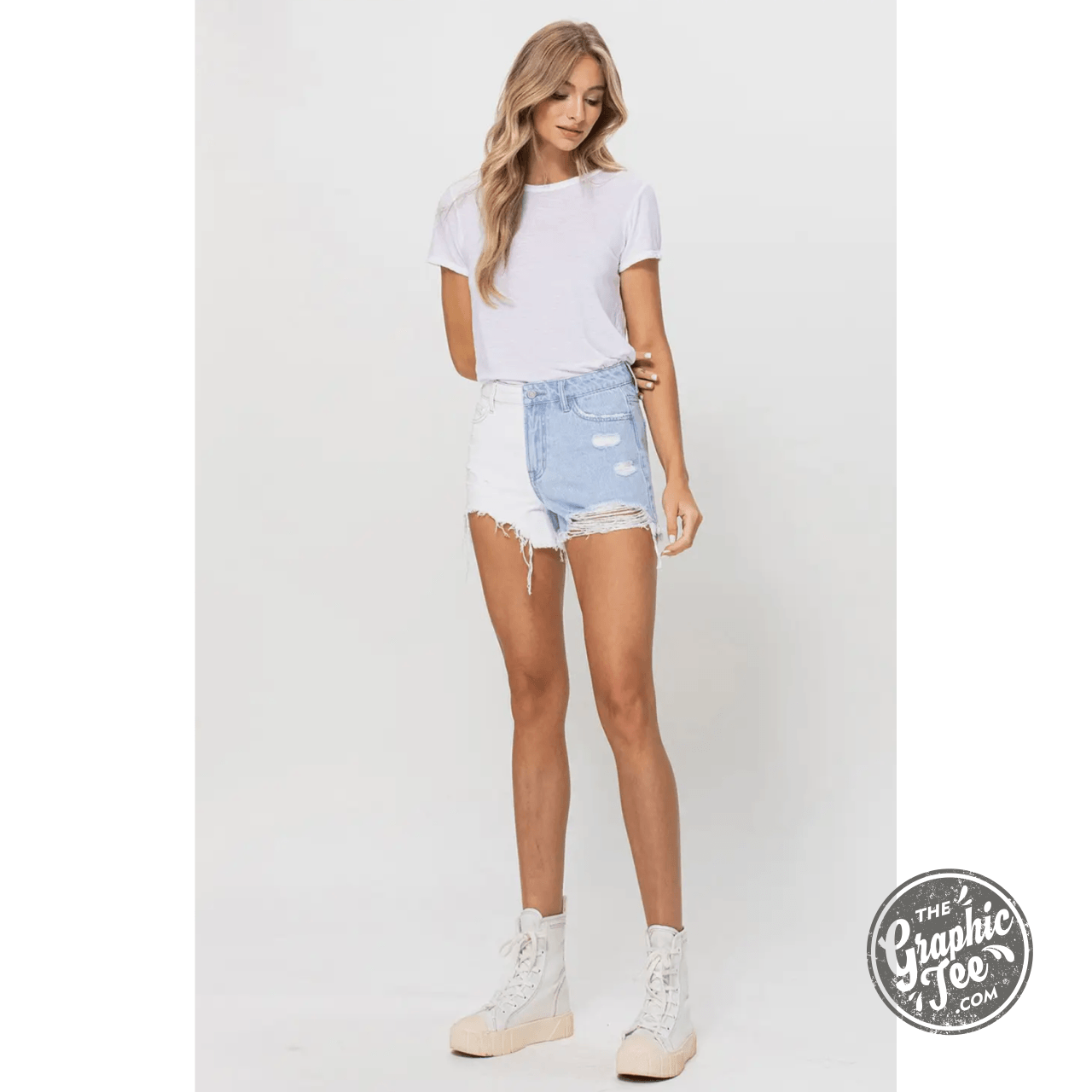 Joanie Vervet High Rise Short With Blocking Detail - The Graphic Tee