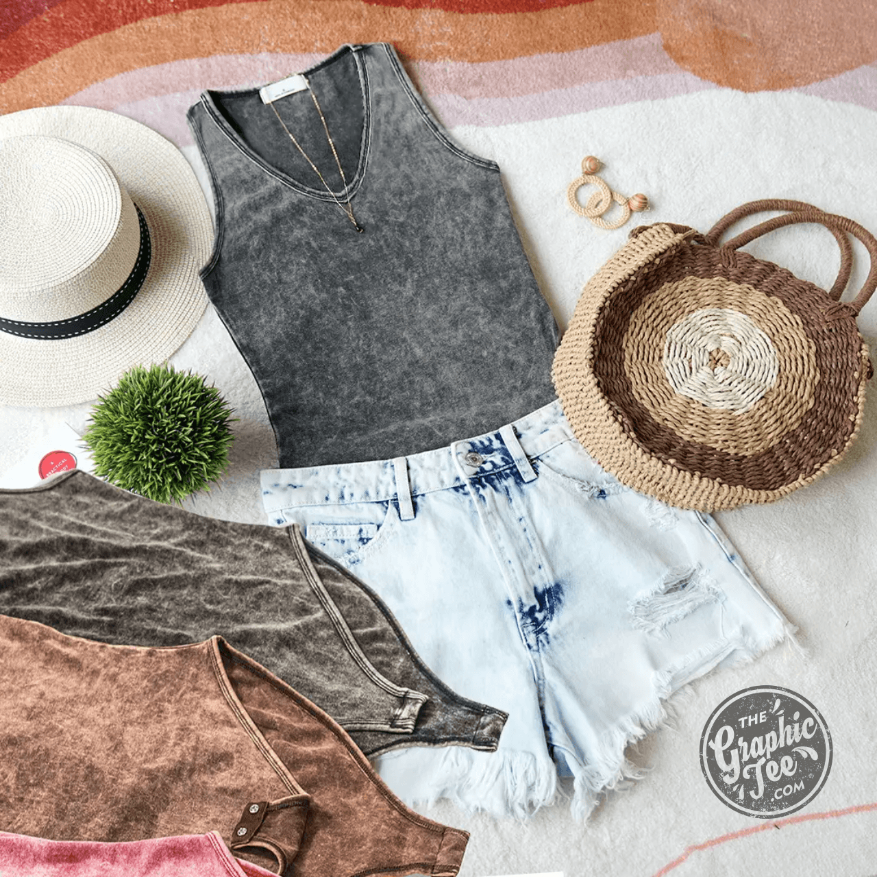Jules Washed Cotton Bodysuit with Snap Closure - The Graphic Tee