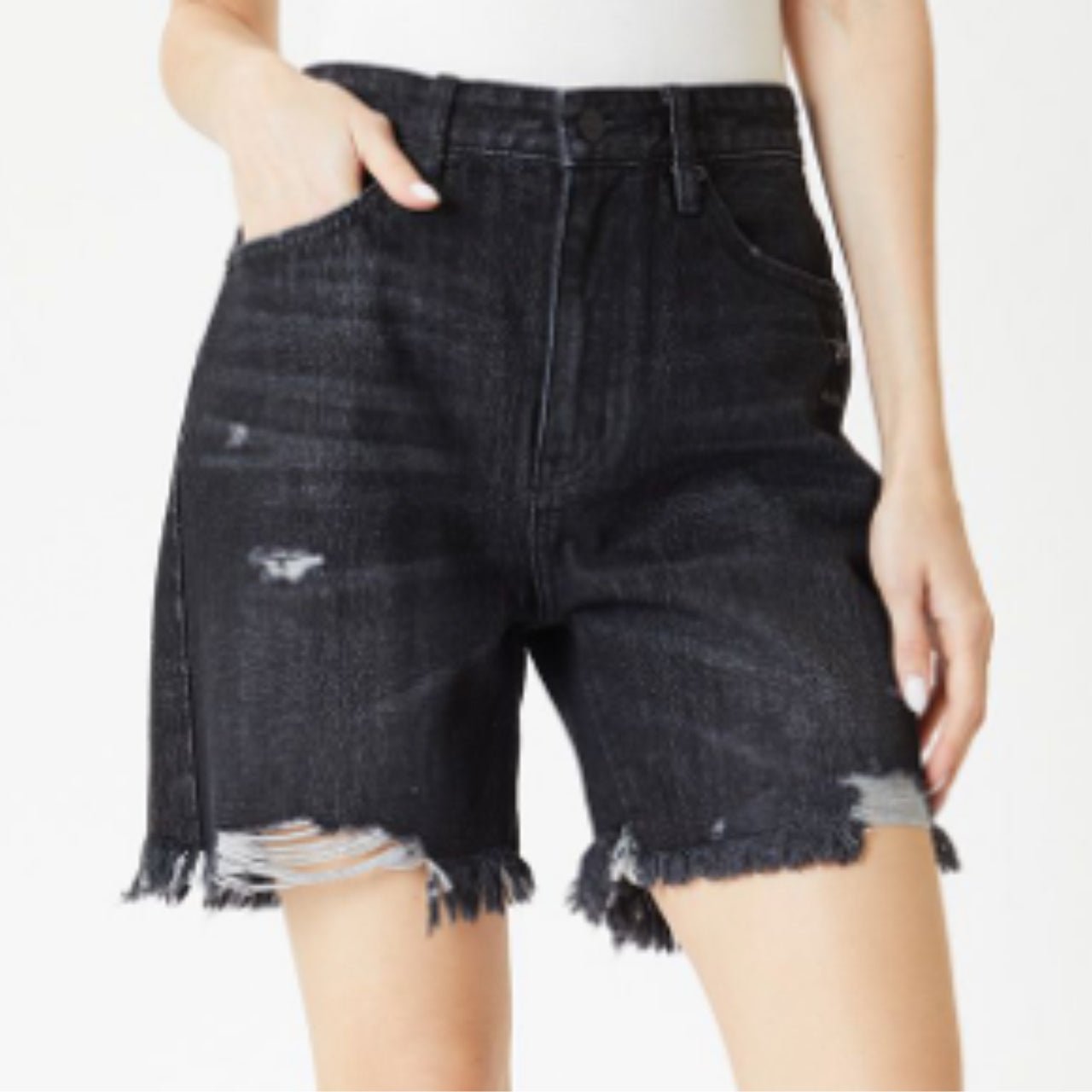 KanCan High Rise Dark Denim Shorts - The Graphic Tee