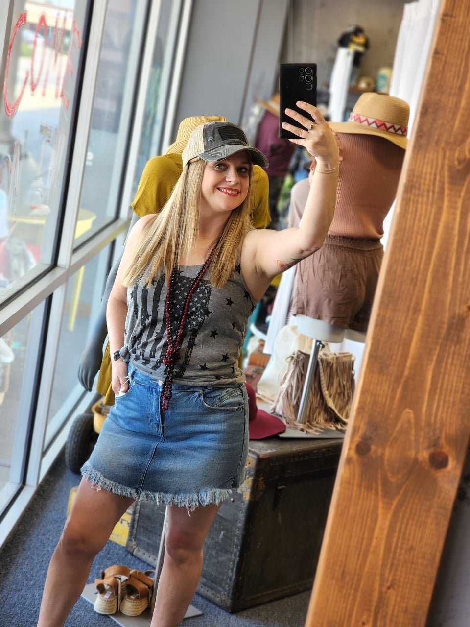 KanCan High Rise Medium Wash Denim Skirt - The Graphic Tee
