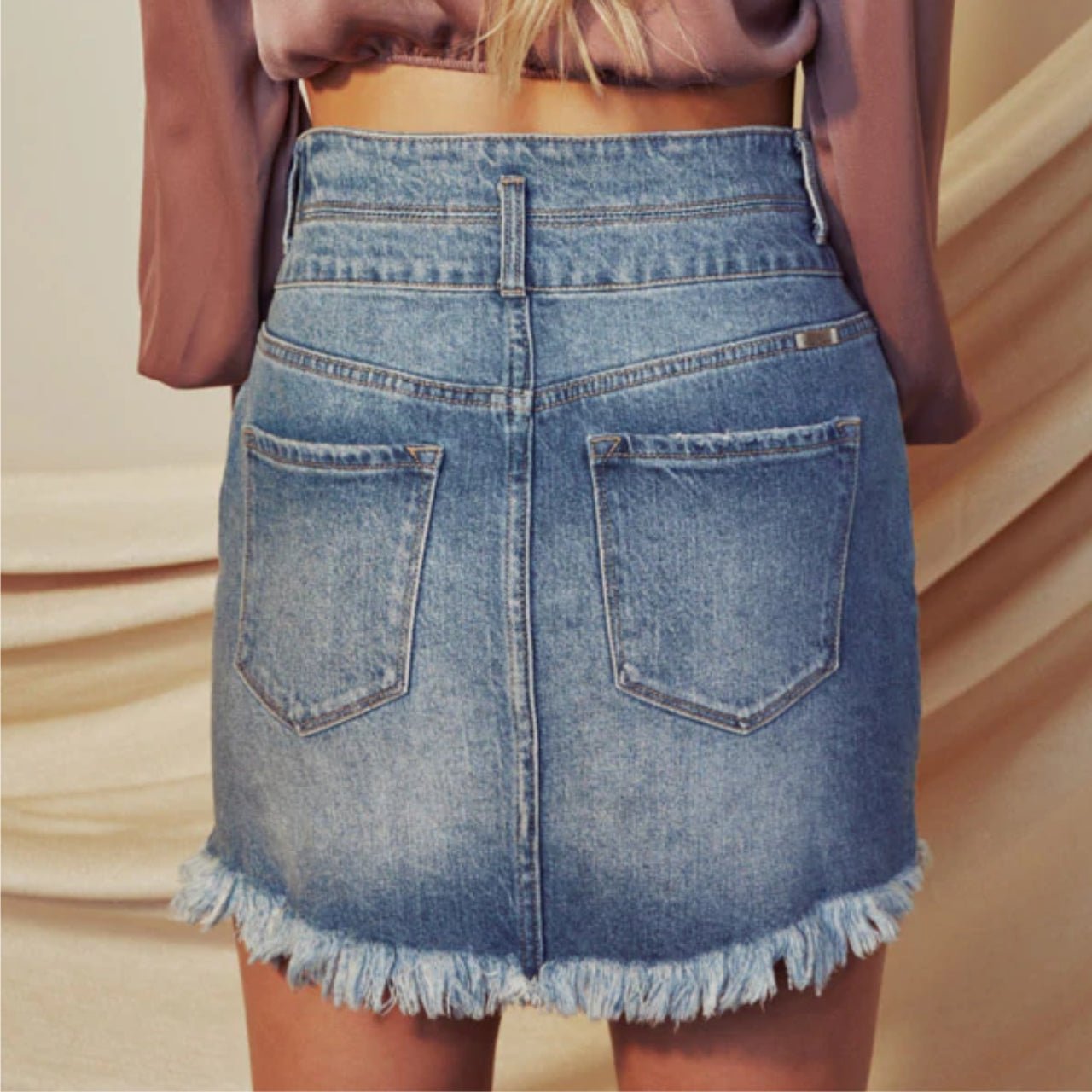 KanCan High Rise Medium Wash Denim Skirt - The Graphic Tee