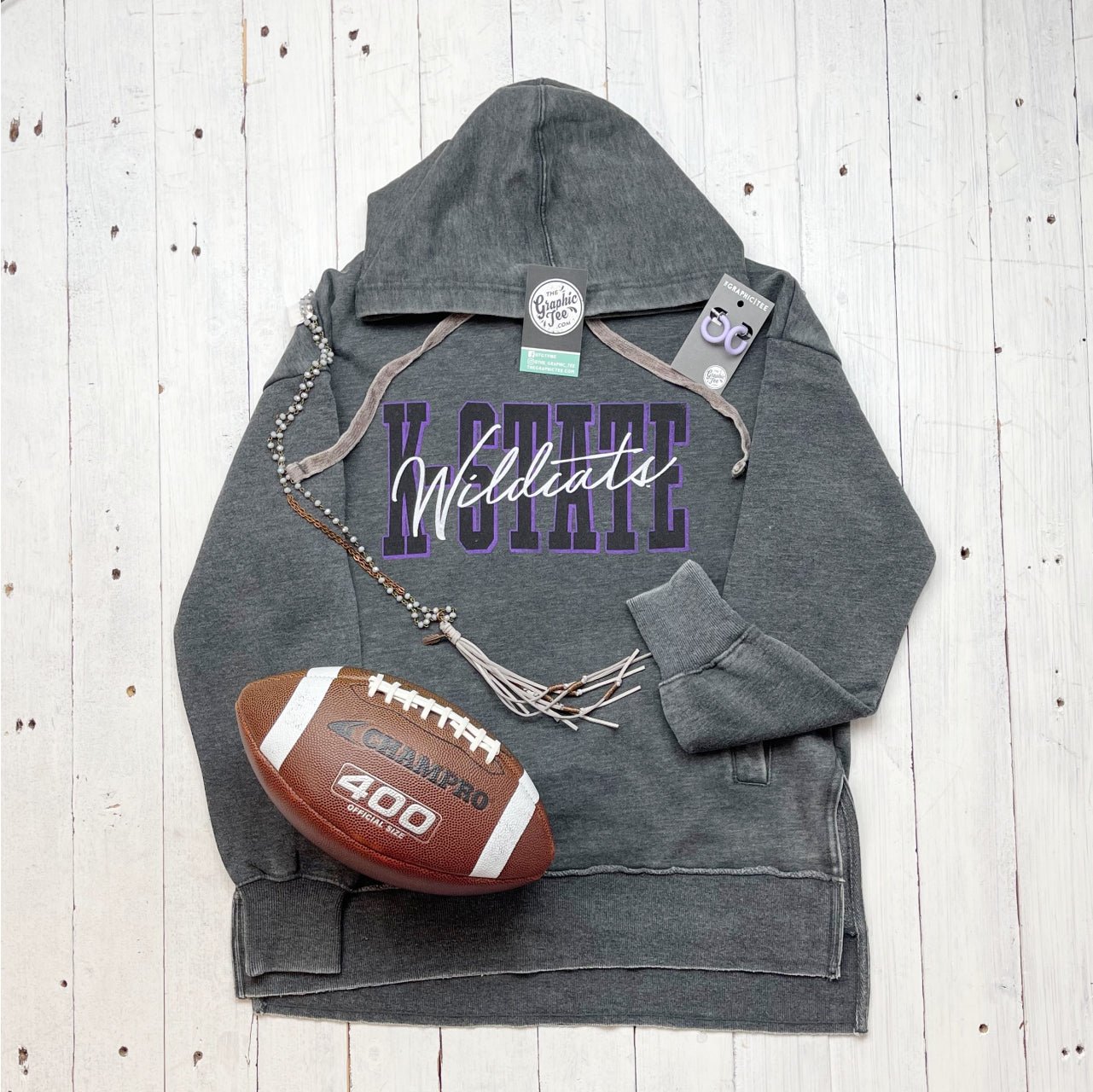 Kansas State Long Sleeve Hooded Vintage Hi Lo Fleece - The Graphic Tee