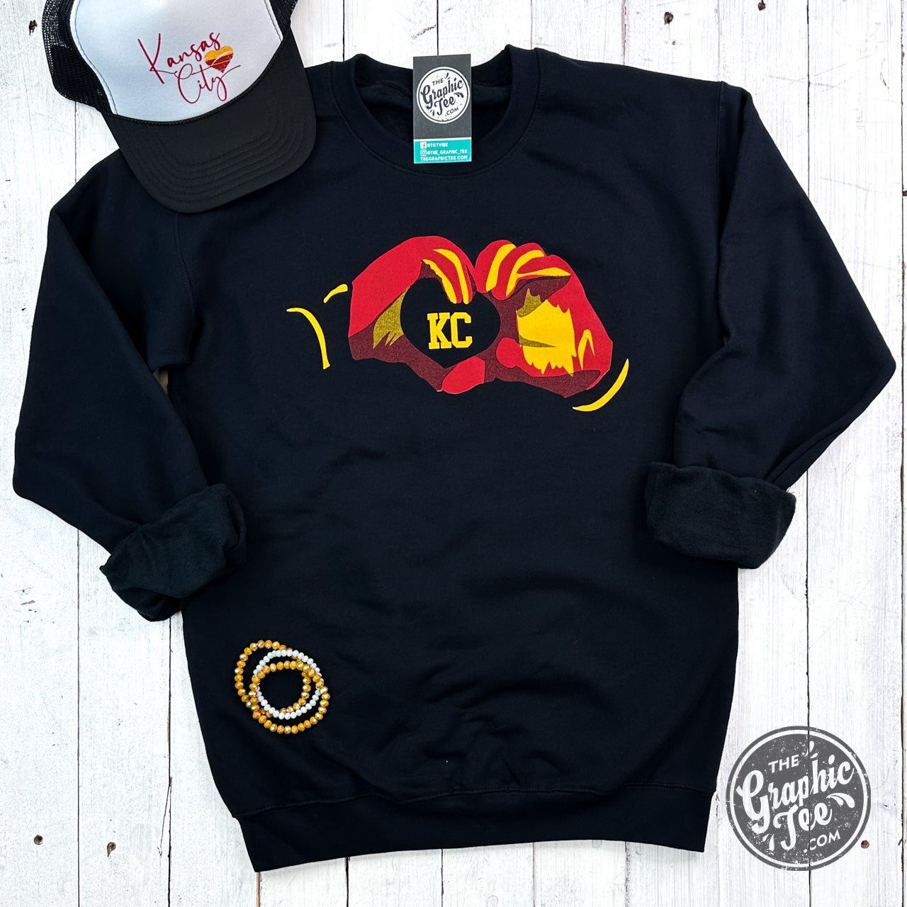 ❤️🏈KC1 Kansas City Chiefs Crewneck Sweatshirt with ❤️'s and Applique —  Spirited Designs
