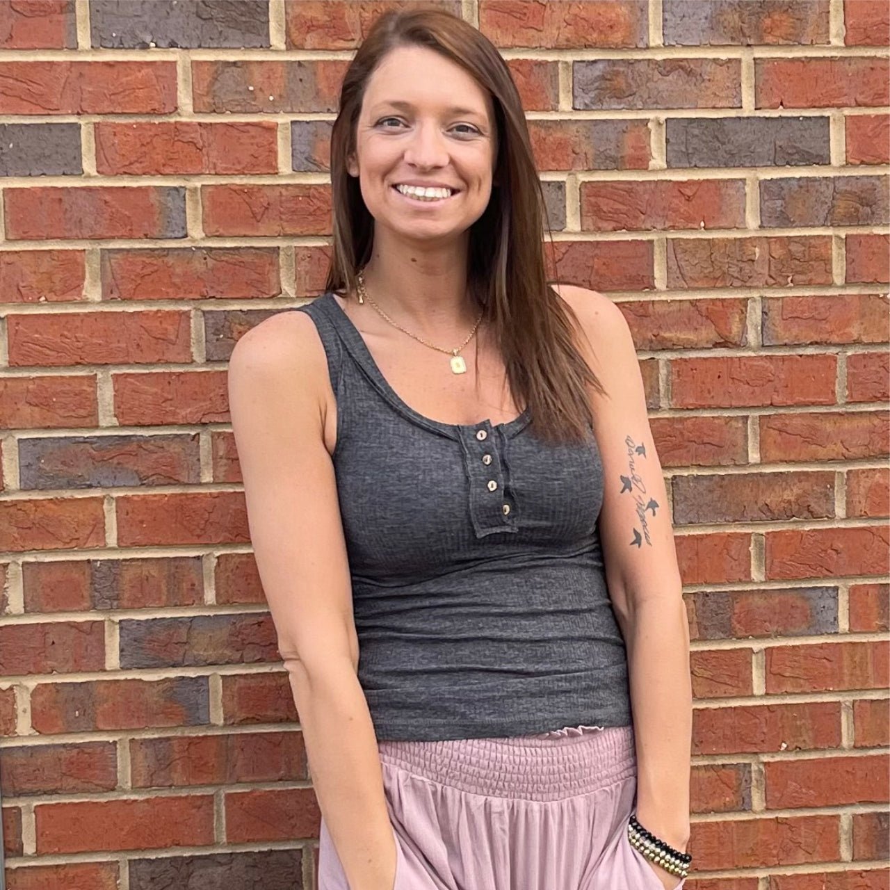 Kealy Henley Ribbed Tank Top - The Graphic Tee