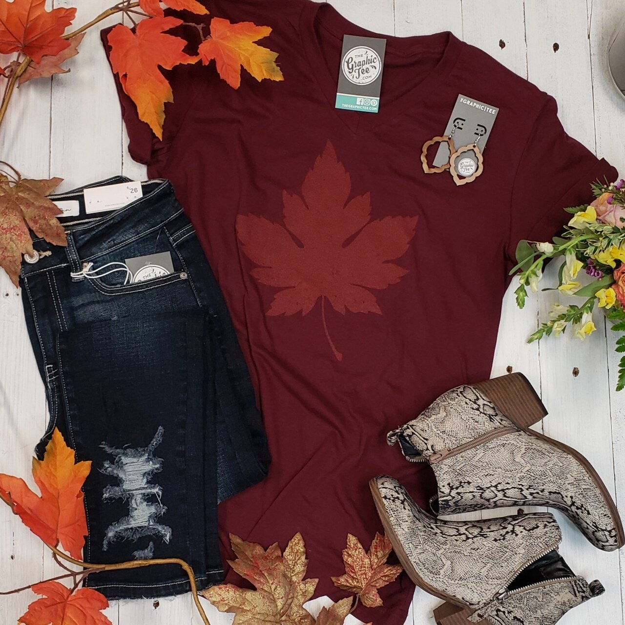 Leaf V-Neck Unisex Tee - The Graphic Tee