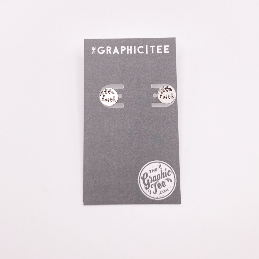 Let Your Faith Be Bigger Than Your Fear 9.5mm Sterling Silver Studs - The Graphic Tee