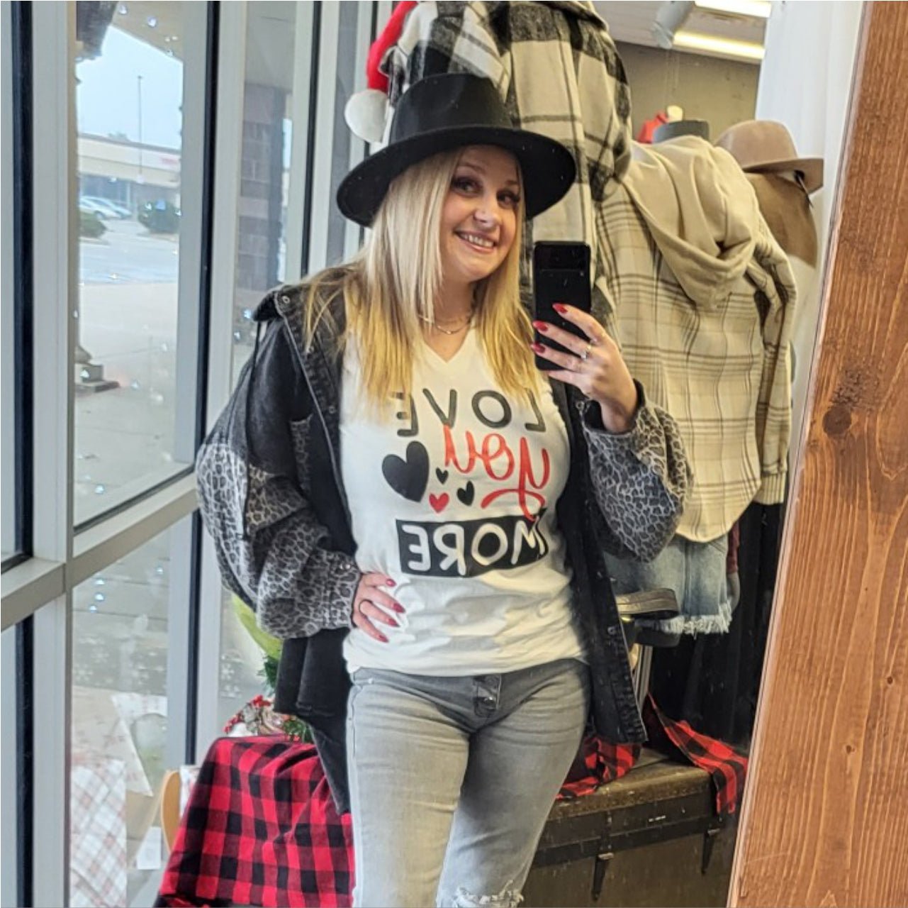 Love you More V-Neck Vintage White Short Sleeve Tee - The Graphic Tee