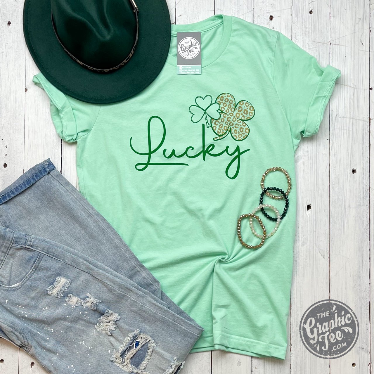 Lucky Gold Cheetah Shamrock Short Sleeve Tee - The Graphic Tee