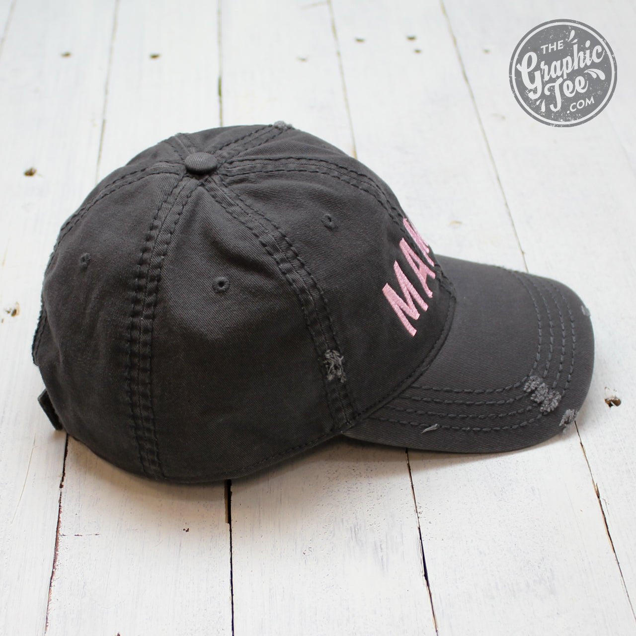 Mama - Charcoal Distressed Canvas Hat - The Graphic Tee