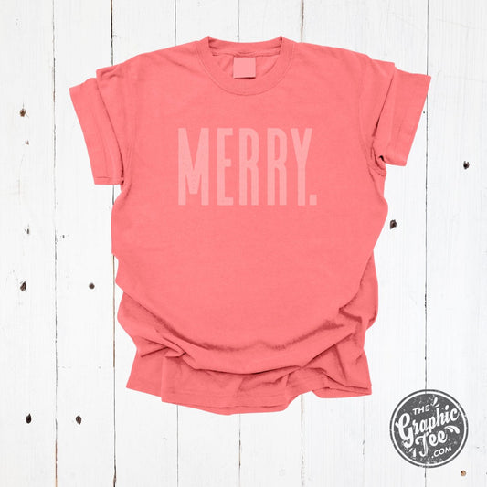 Merry. Coral Garment Dyed Unisex Short Sleeve Tee - The Graphic Tee