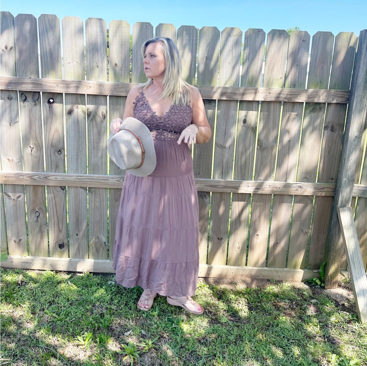 Mila Maxi Dress With Crochet Lace Trim - The Graphic Tee