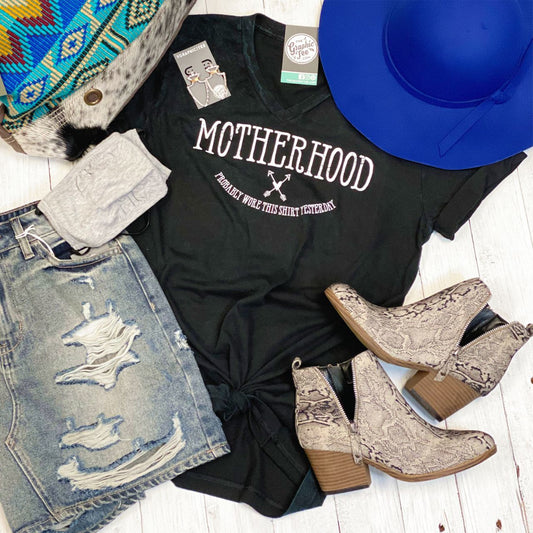 Motherhood - Mineral Wash V-Neck Tee - The Graphic Tee
