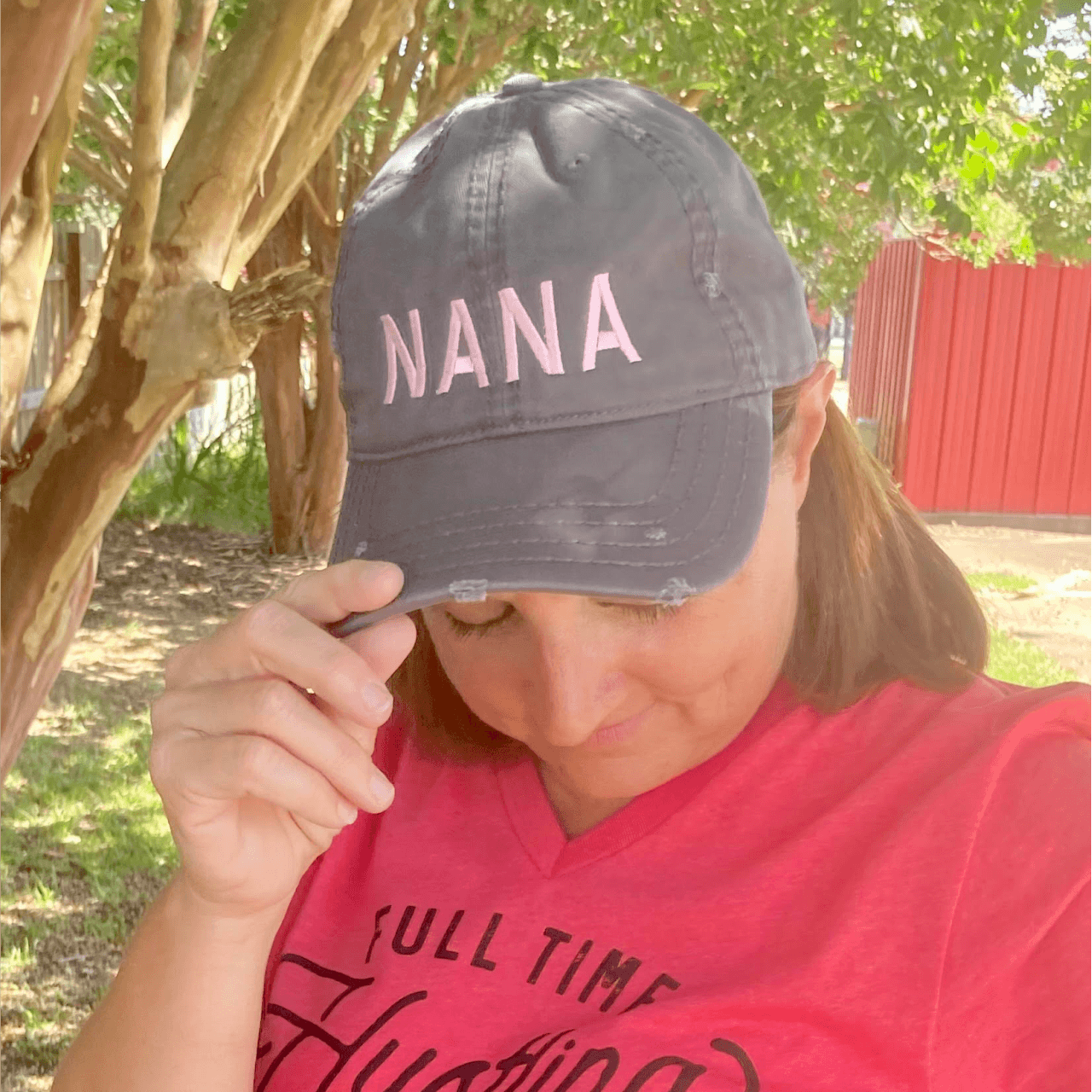 Nana - Charcoal Distressed Canvas Hat - The Graphic Tee