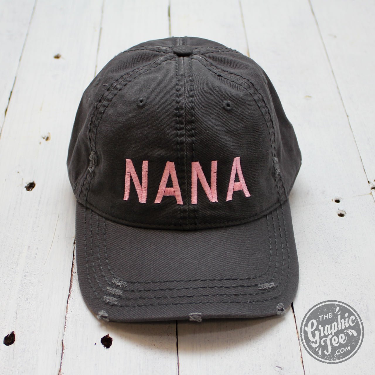 Nana - Charcoal Distressed Canvas Hat - The Graphic Tee