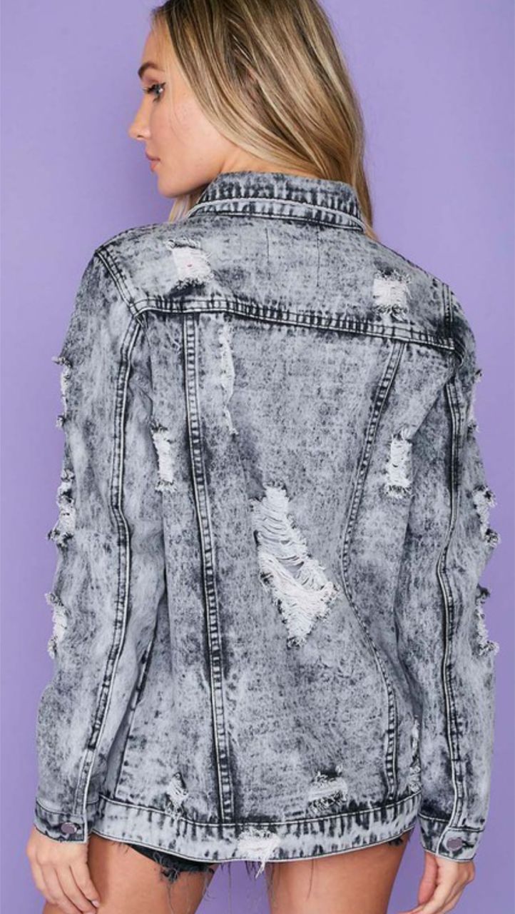 Naquia Acid Wash Denim Jacket - The Graphic Tee