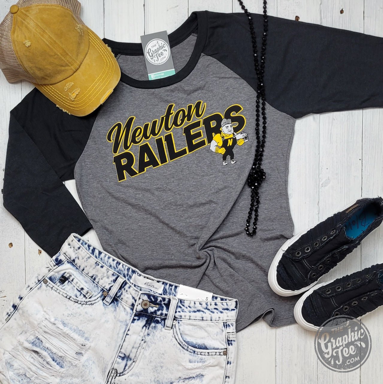 Newton Railer Pride Women's 3/4 Sleeve Raglan - The Graphic Tee