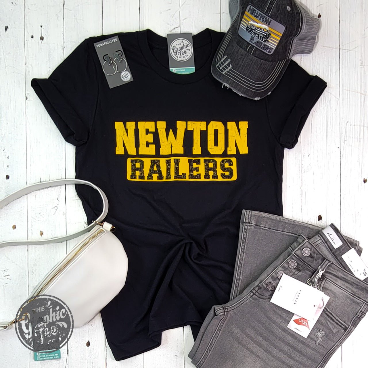 Newton Railers Black Short Sleeve Adult Tee - The Graphic Tee
