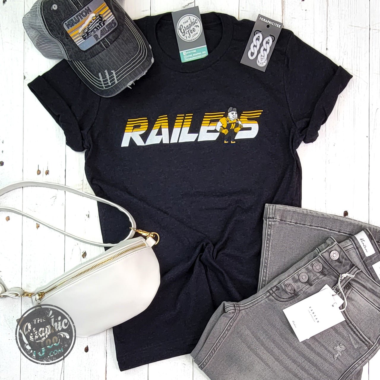 Newton Railers with Railerman Black Heather Short Sleeve Unisex Tee - The Graphic Tee