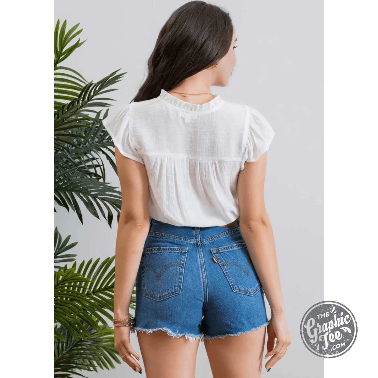 Pretty Little Miss Neck Tie Embroidered Top - The Graphic Tee