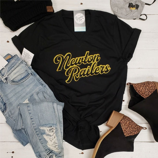 Railer Glitter - V-Neck Unisex Tee - The Graphic Tee