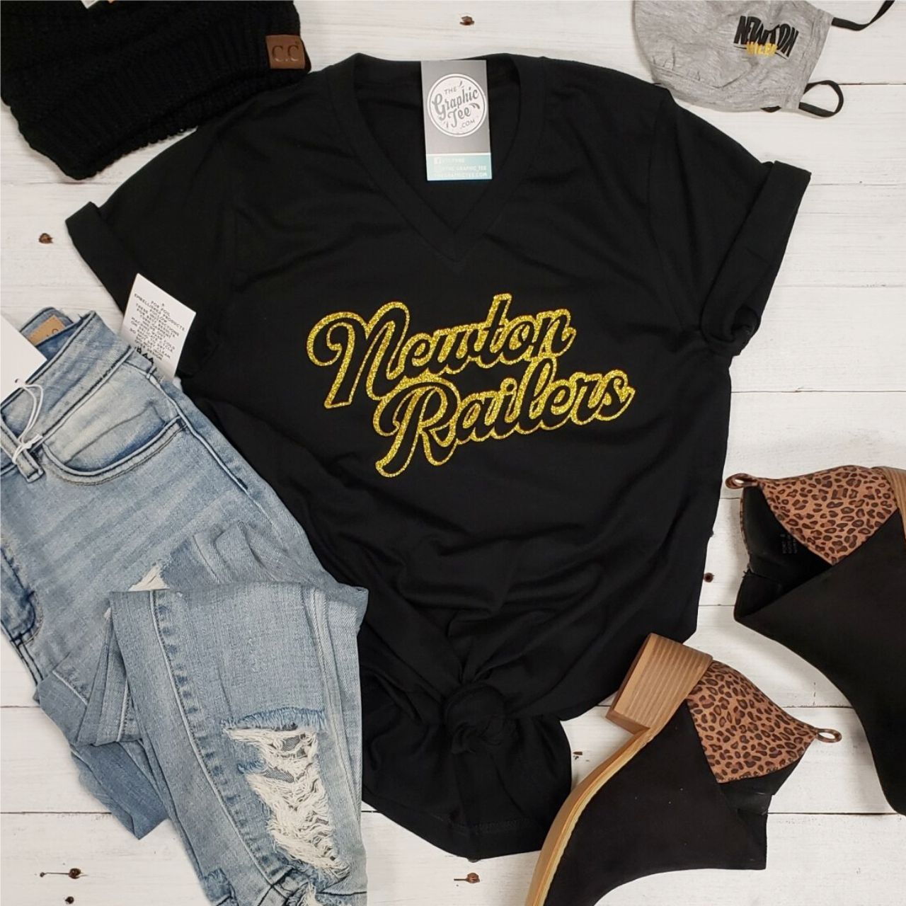 Railer Glitter - V-Neck Unisex Tee - The Graphic Tee