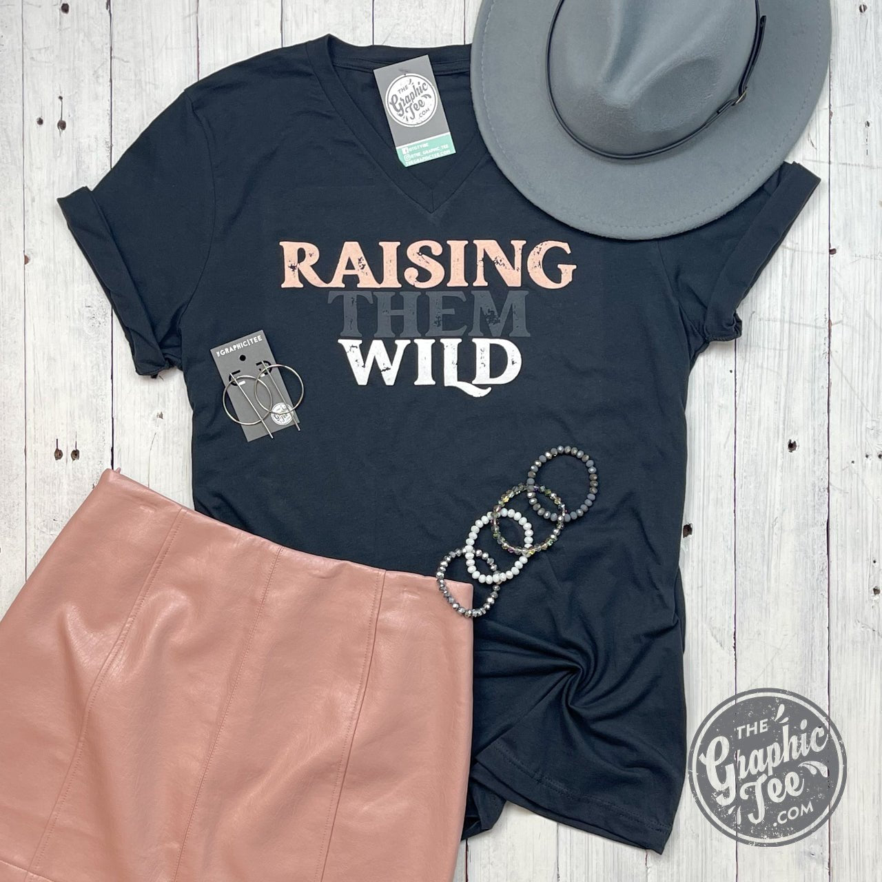 Raising Them Wild V-Neck Tee - The Graphic Tee