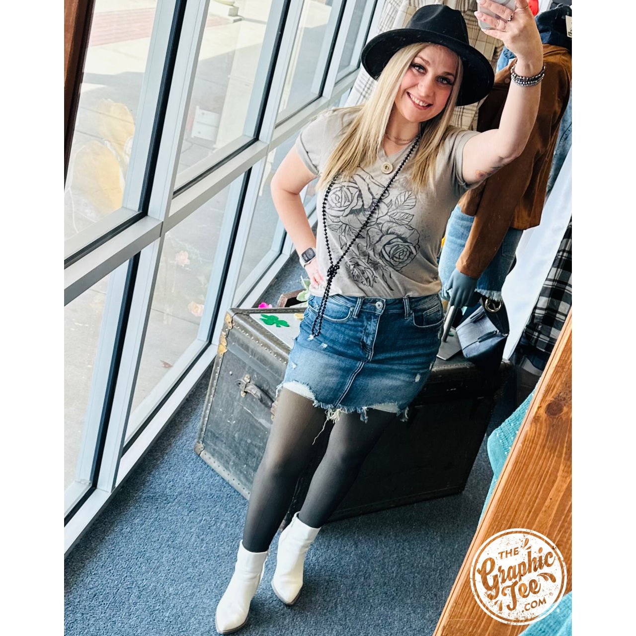Rylin Risen Stretchy Denim Skirt - The Graphic Tee