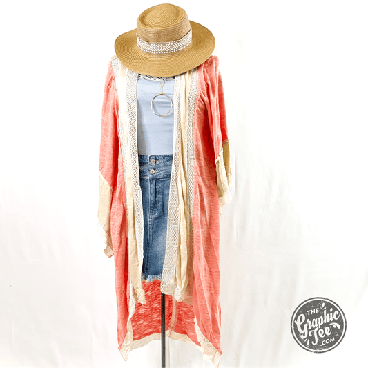 Saraya Long Knit Kimono With Bell Sleeve - The Graphic Tee