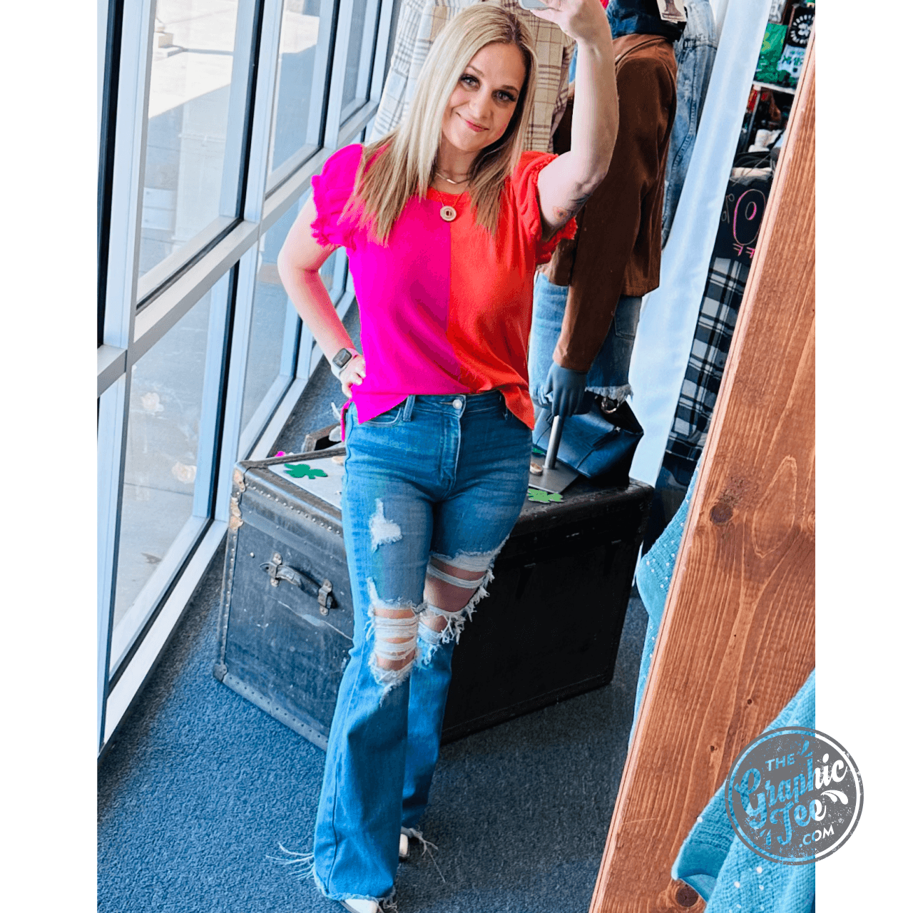 Sheena Color Block Short Sleeve Top - The Graphic Tee