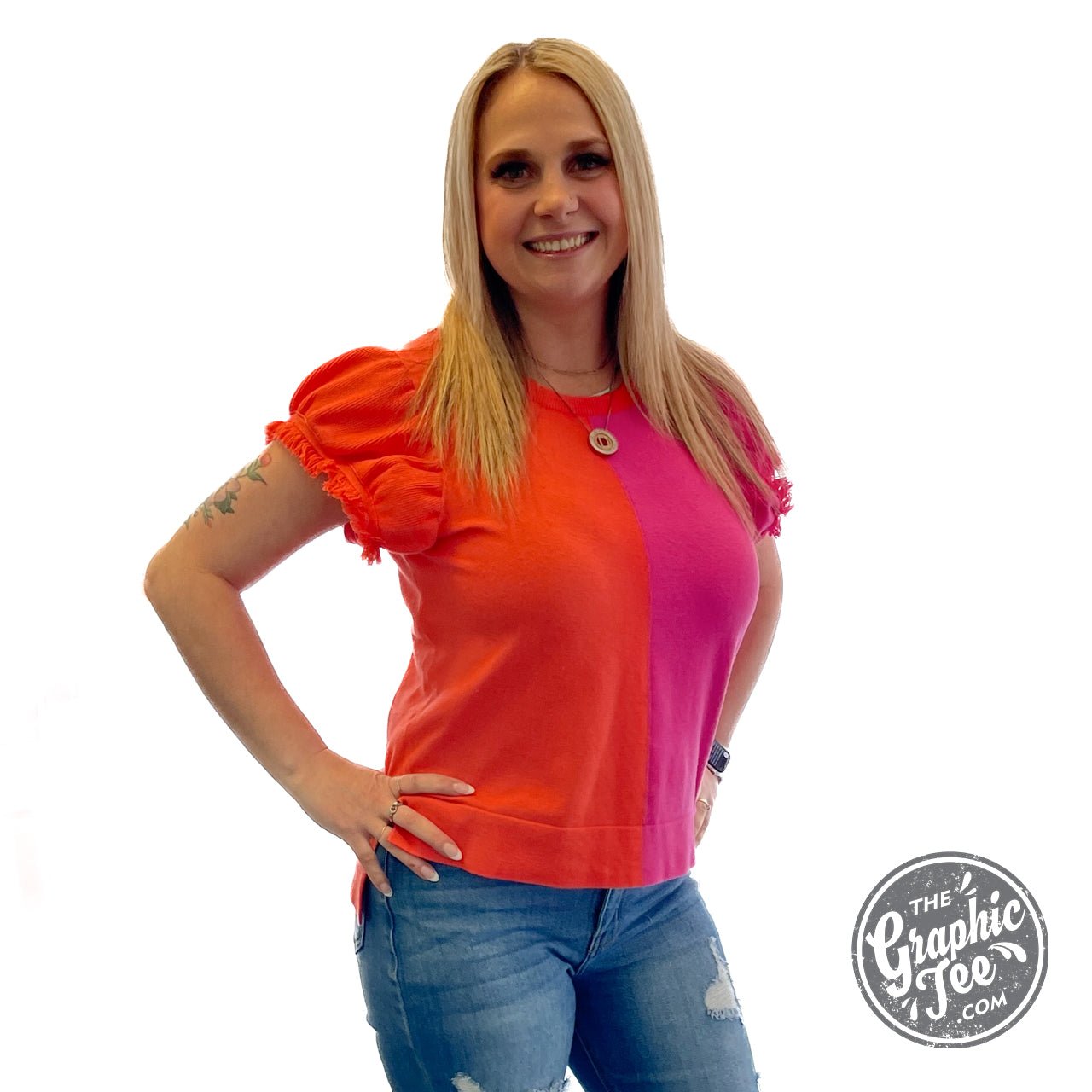 Sheena Color Block Short Sleeve Top - The Graphic Tee