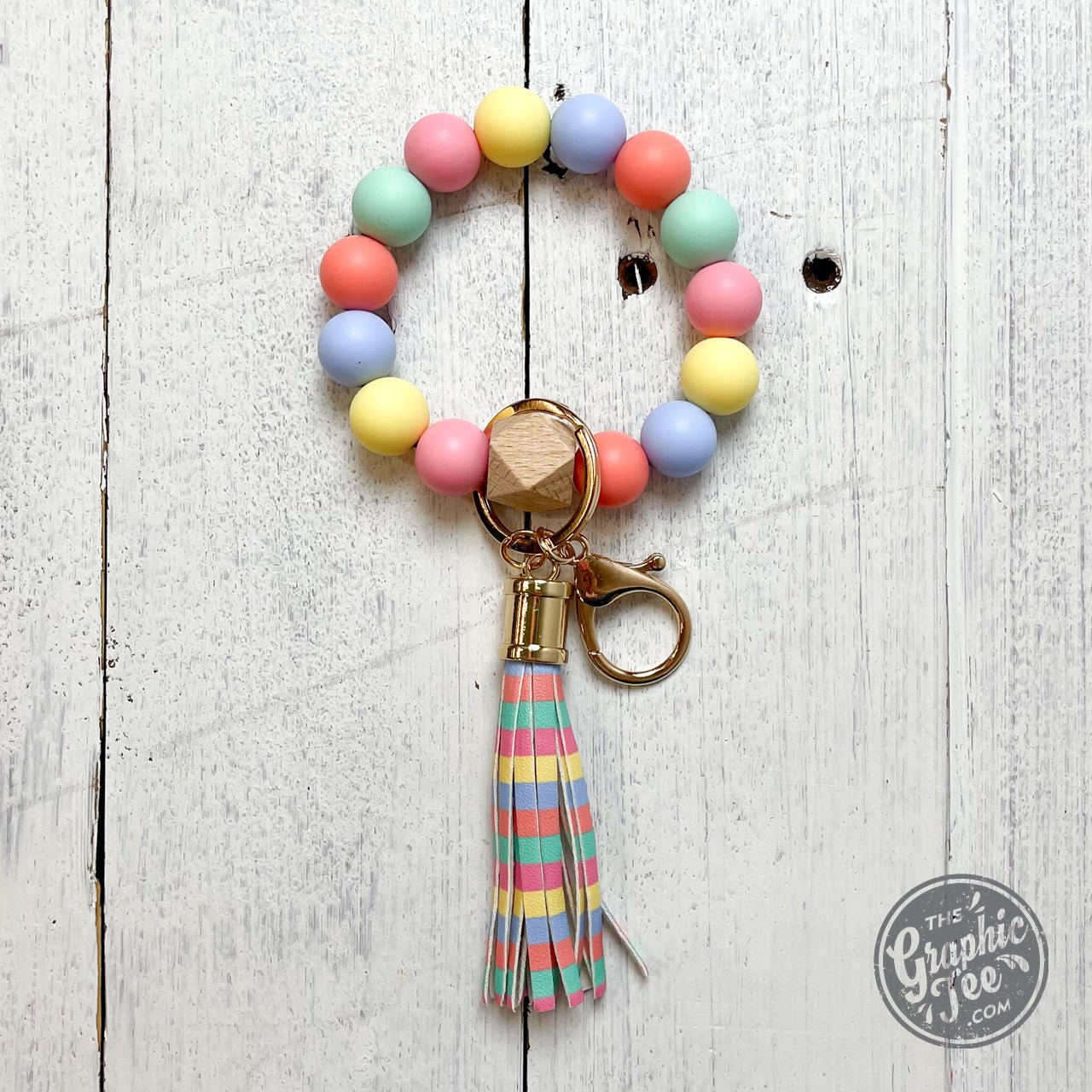 Silicone Beaded Wristlet Keychain - The Graphic Tee