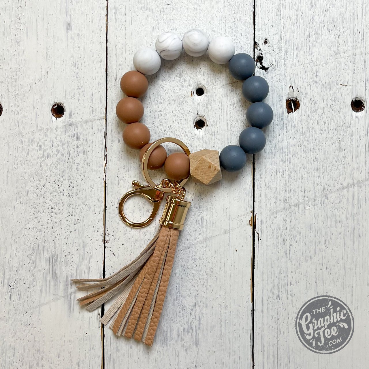 Silicone Beaded Wristlet Keychain - The Graphic Tee