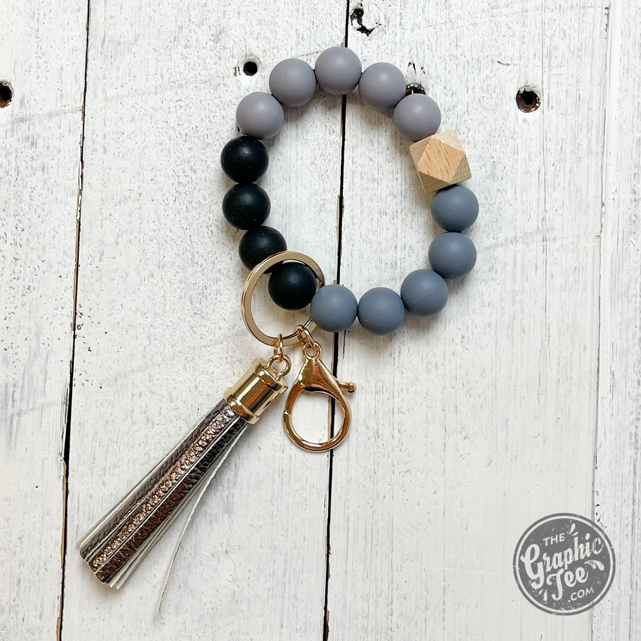 Silicone Beaded Wristlet Keychain - The Graphic Tee