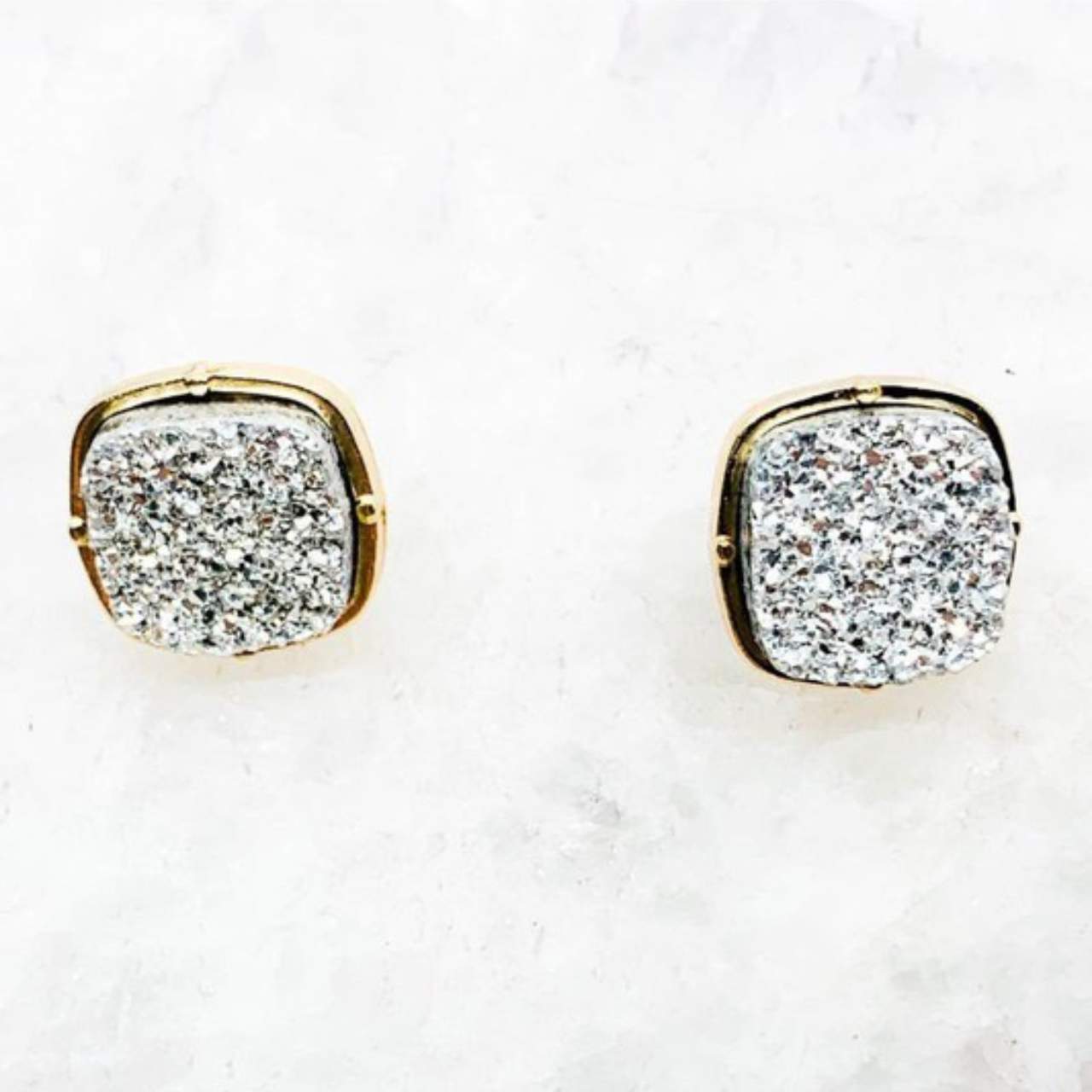 Square Druzy Stud Earrings - The Graphic Tee