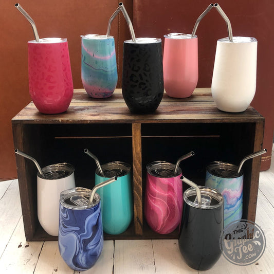 Stainless Steel Double Wall Vacuum Insulation Wine Tumbler With Straw - The Graphic Tee