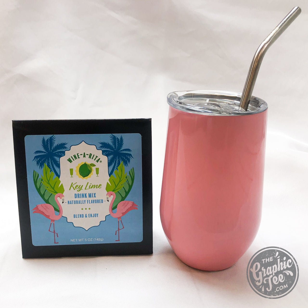 Stainless Steel Double Wall Vacuum Insulation Wine Tumbler With Straw - The Graphic Tee
