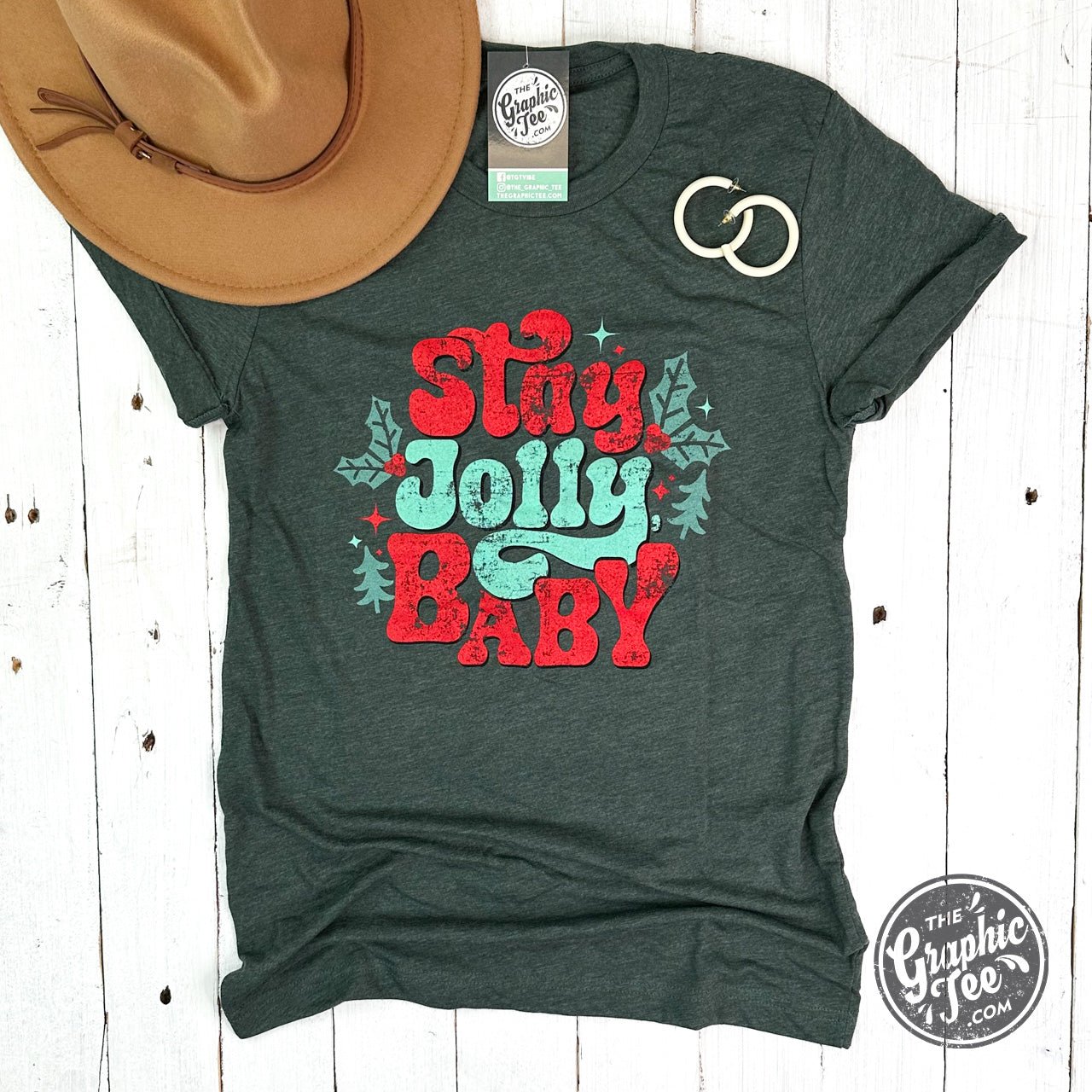 Stay Jolly Baby Heather Forest Short Sleeve Unisex Tee - The Graphic Tee