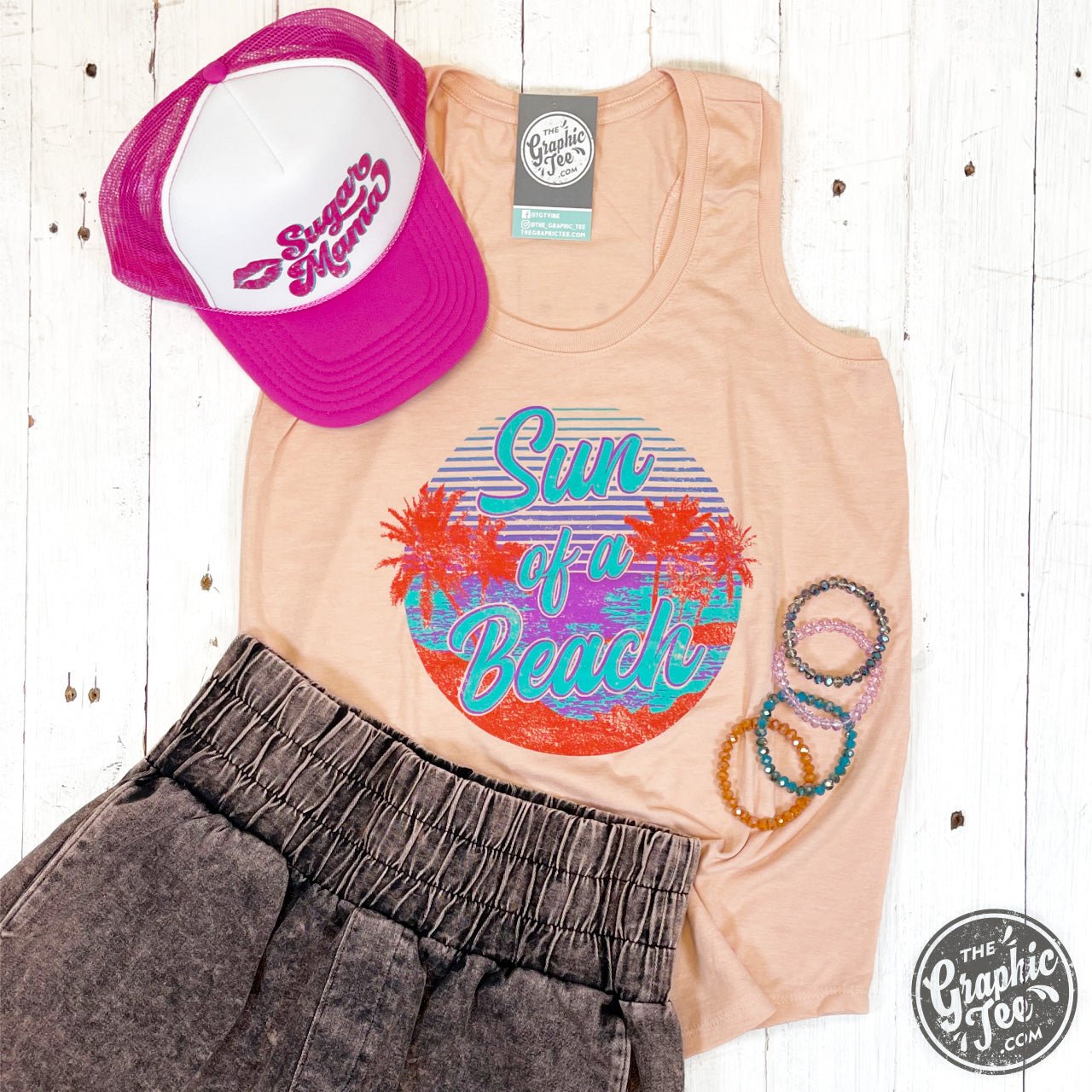 Sun of a Beach - Ladies Racerback Tank - The Graphic Tee