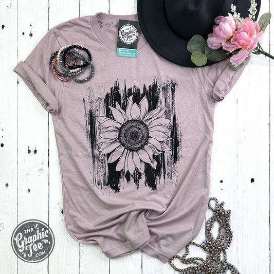 Sunflower with Brush Strokes Crewneck Tee - The Graphic Tee