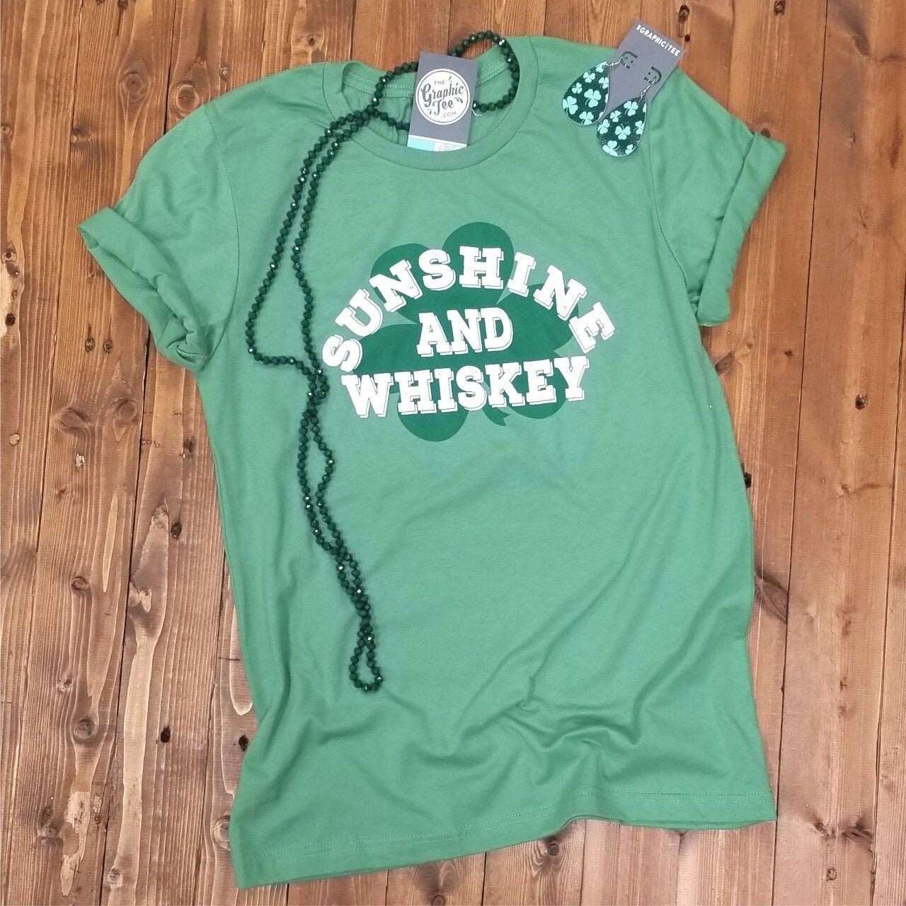 Sunshine and Whiskey Shamrock - Unisex Tee - The Graphic Tee