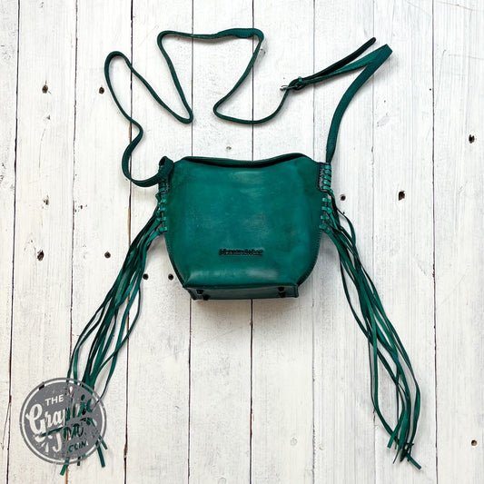 Tamara Turquoise Small Leather Crossbody Bag with Fringe - The Graphic Tee