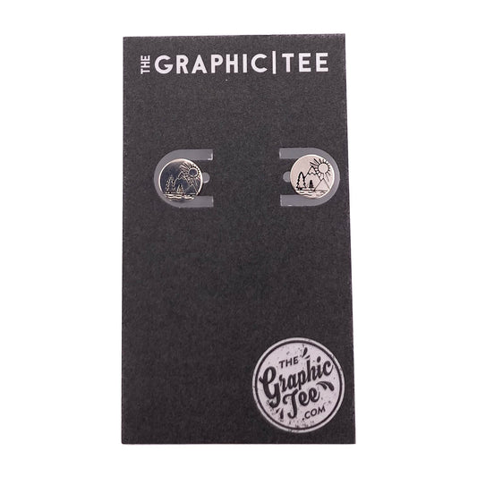 The Mountains Are Calling 9.5mm Sterling Silver Studs - The Graphic Tee