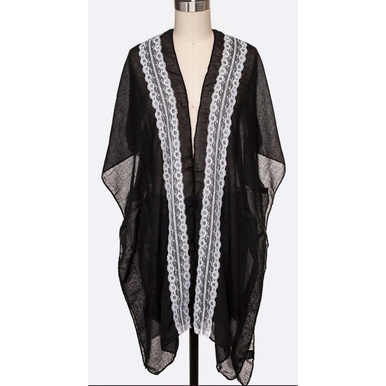 Trista Lightweight Black and Lace Cardigan - The Graphic Tee