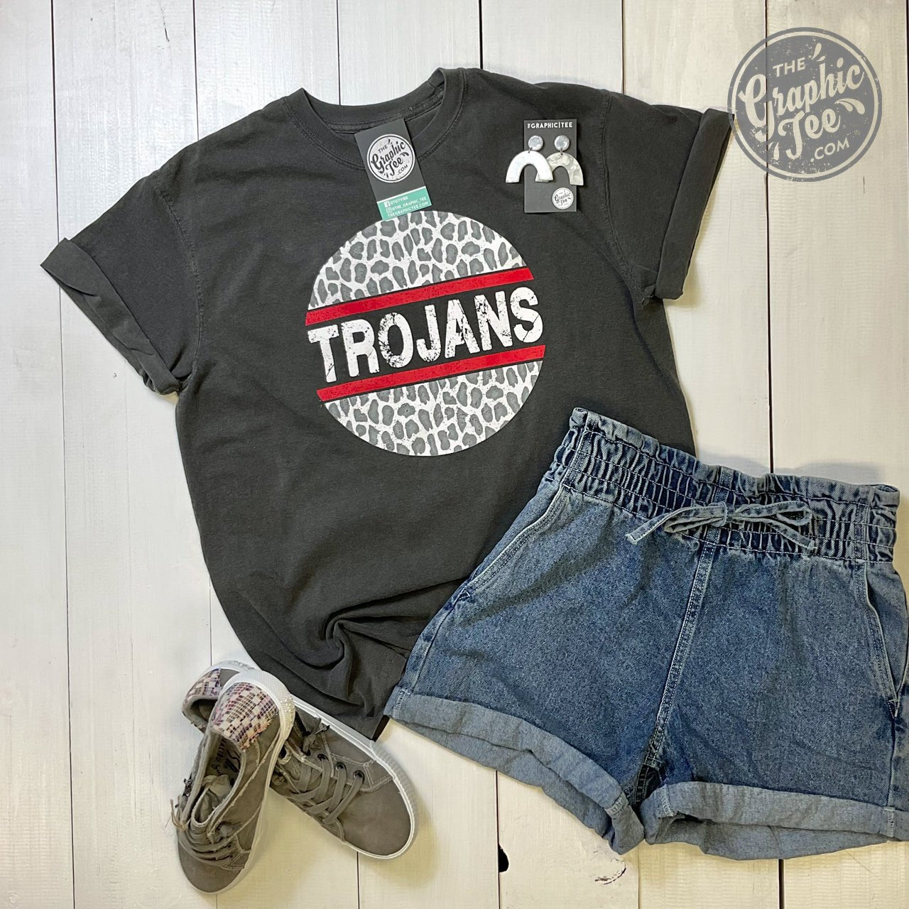 Trojans Grey Leopard Circle Tee - The Graphic Tee