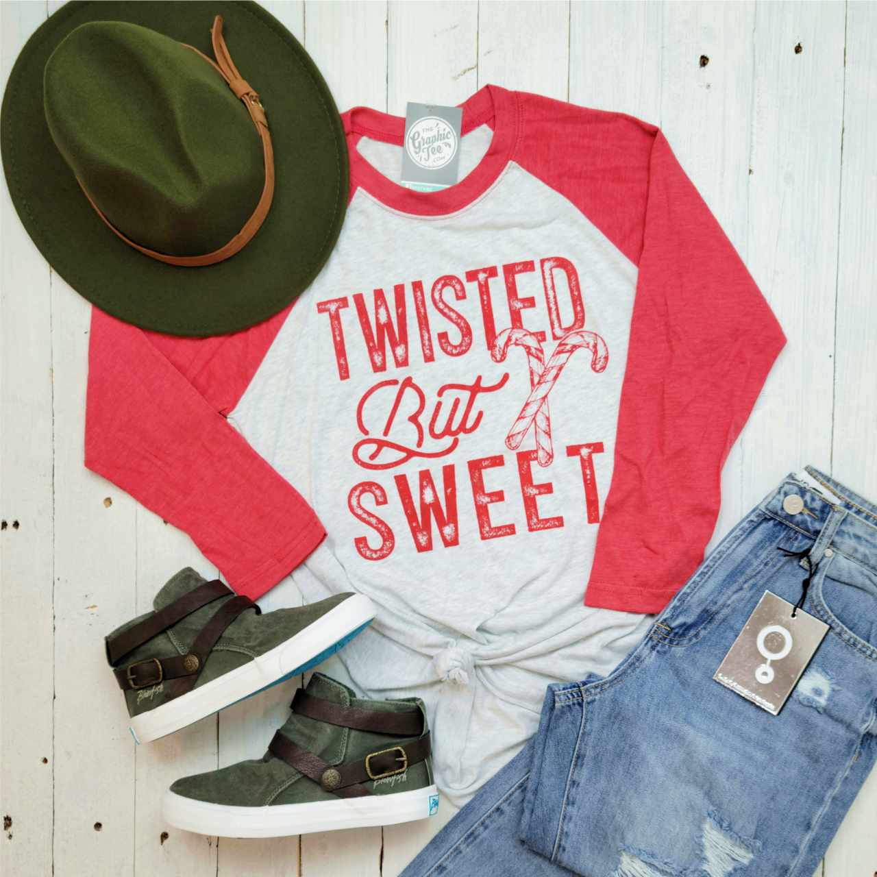 Twisted But Sweet - Raglan Tee - The Graphic Tee