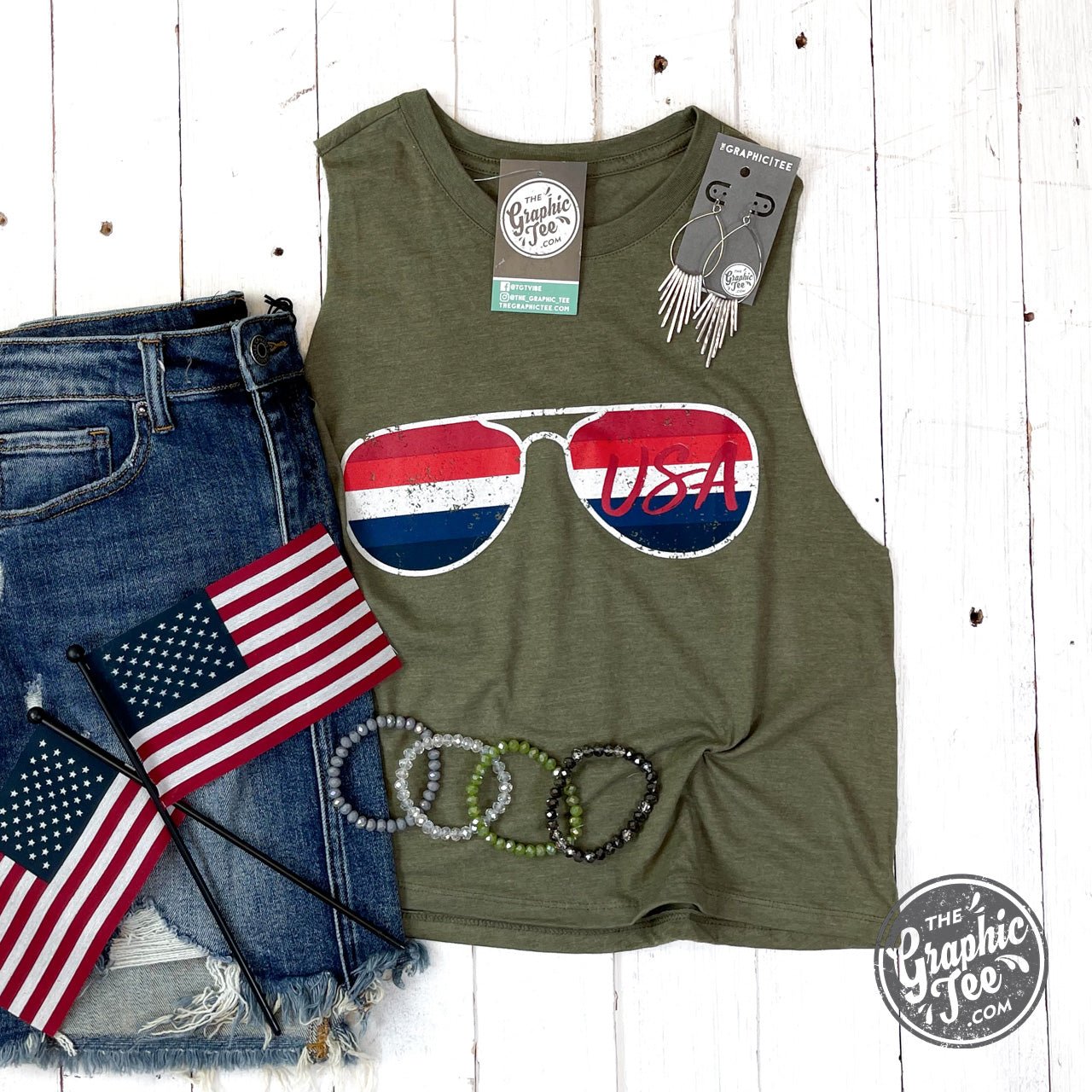 USA Aviator - Ladies Crop Tank - The Graphic Tee