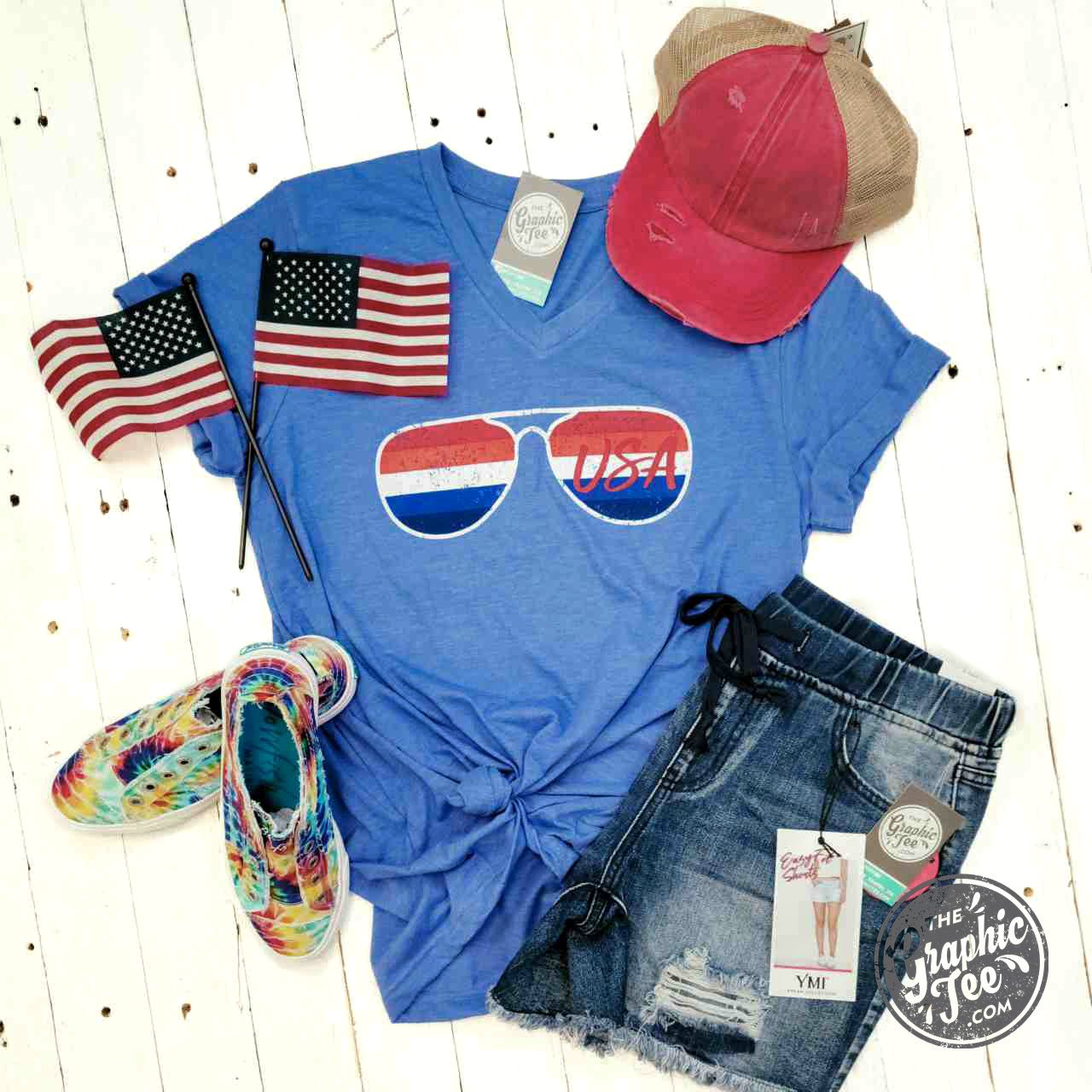 USA Aviator- V-Neck Tee - The Graphic Tee