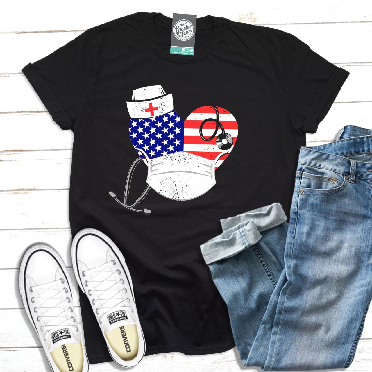 USA Nurse Heart - Unisex Tee - The Graphic Tee