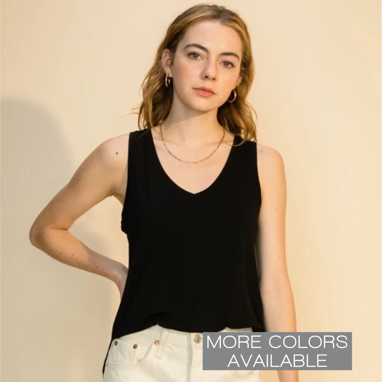 V-Neck Curved Hem Tank - The Graphic Tee