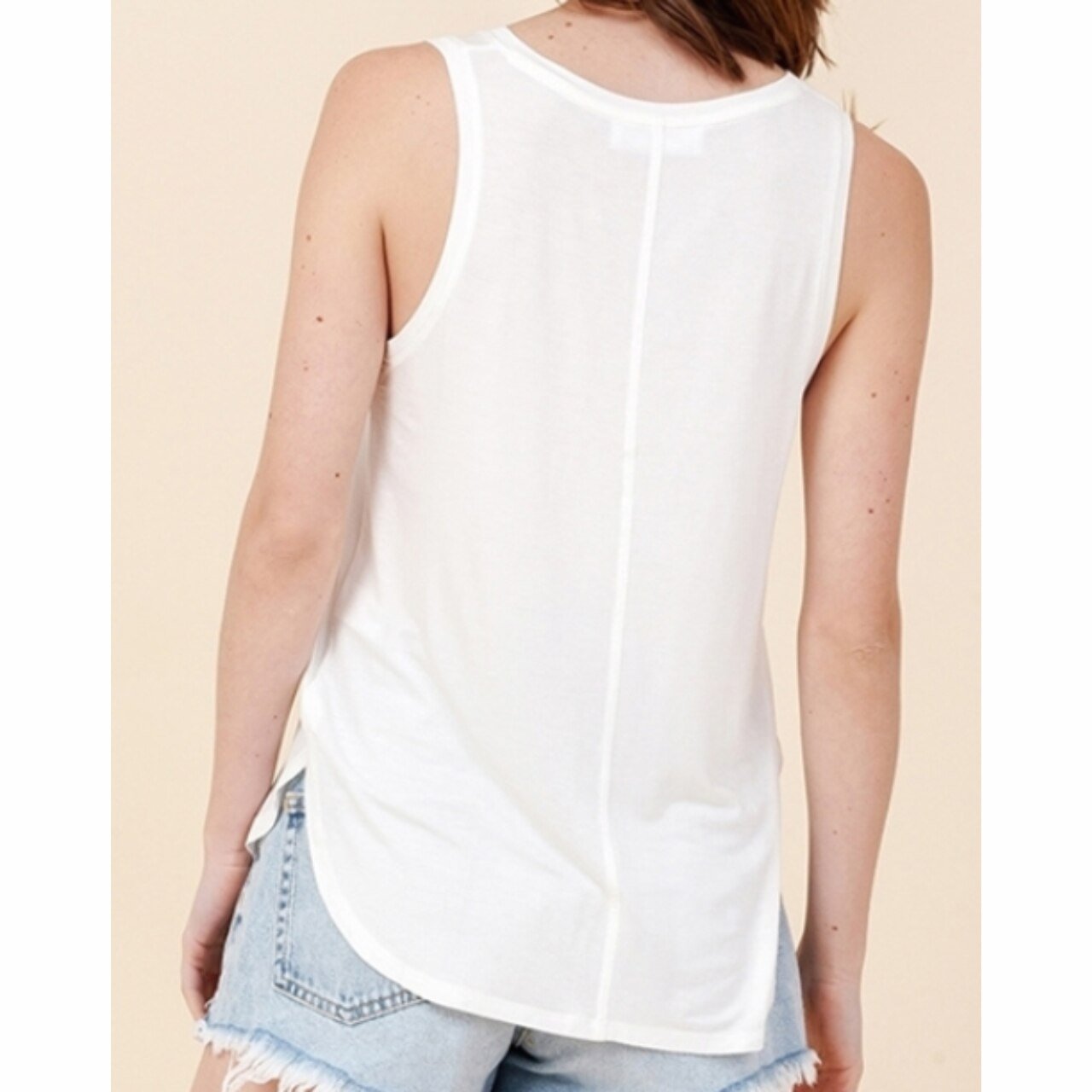 V-Neck Curved Hem Tank - The Graphic Tee